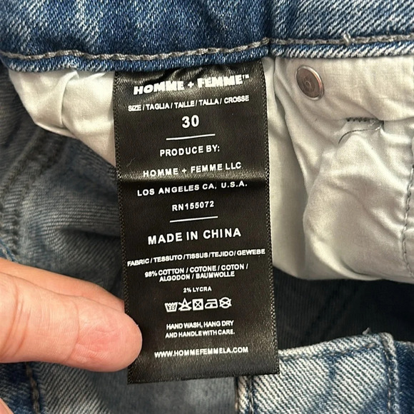 Homme + Femme Men’s Distressed Jeans Shorts with Rips Size 30 NWT - Picture 4 of 9